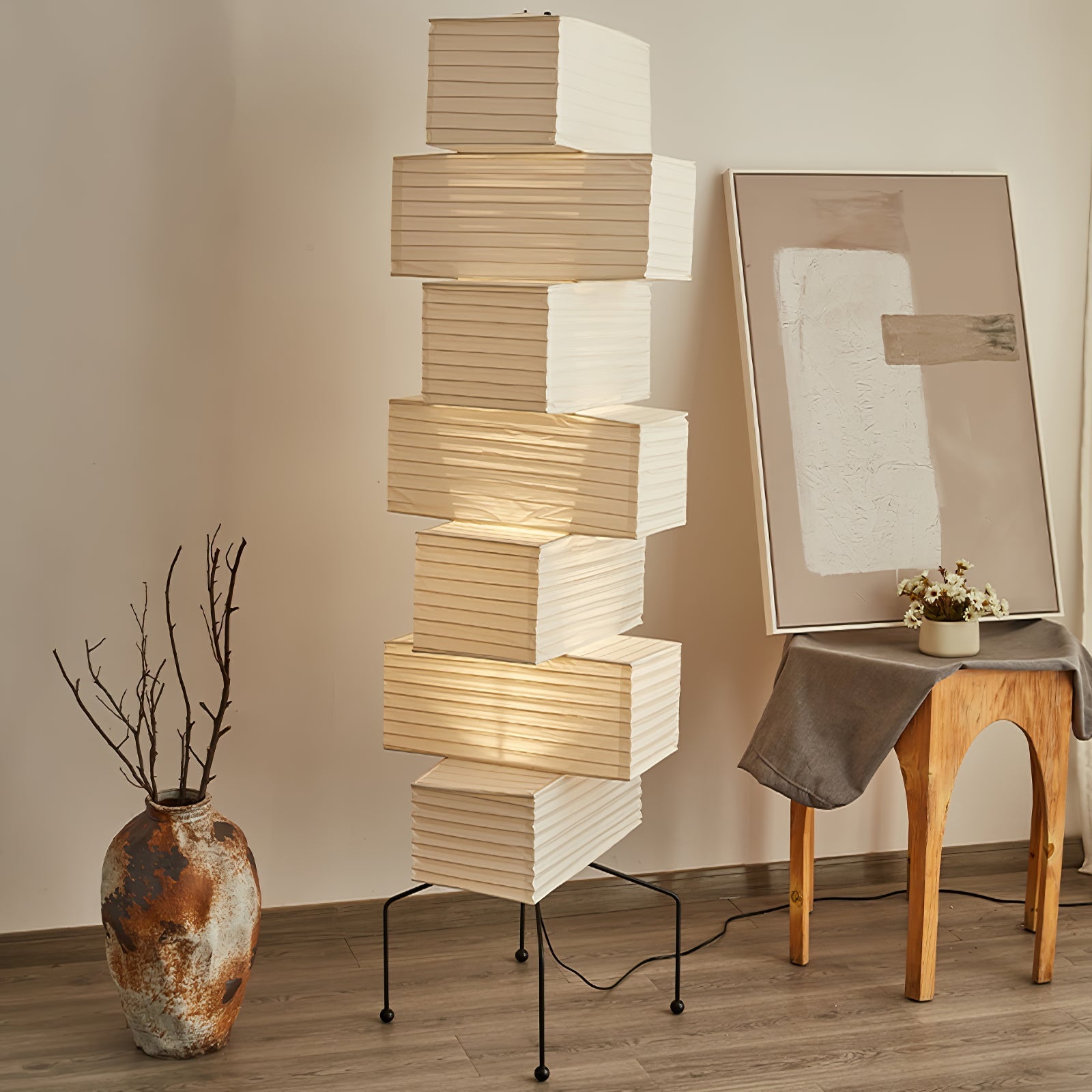 Avara Paper Floor Lamp-Neutral Decor
