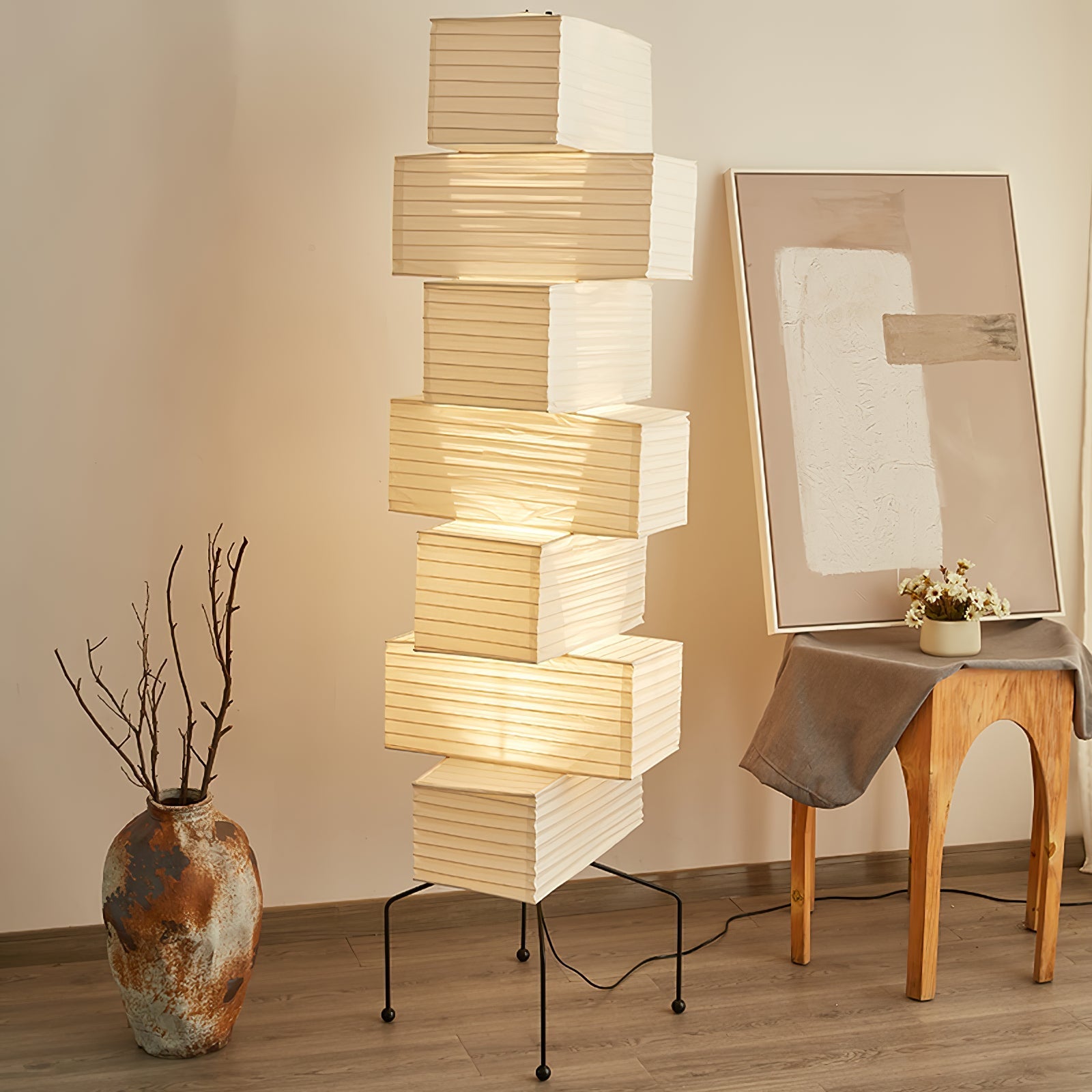 Avara Paper Floor Lamp-Neutral Decor