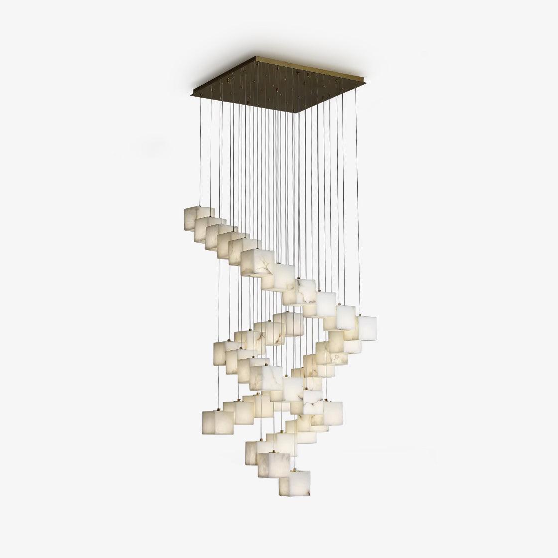 Eurraeel Alabaster Spiral Chandelier-Neutral Decor