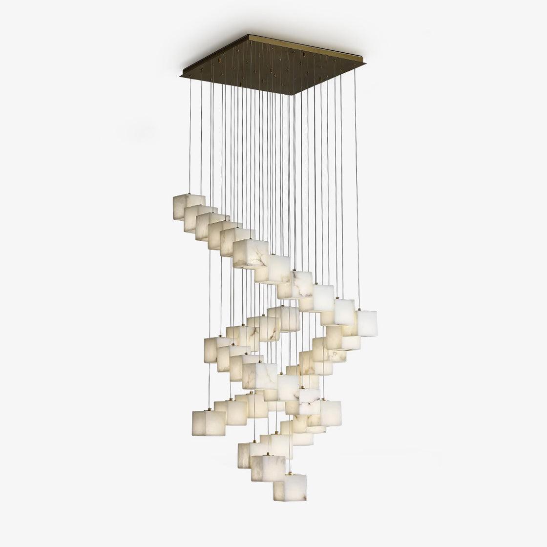 Eurraeel Alabaster Spiral Chandelier-Neutral Decor