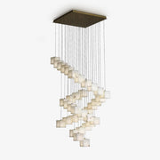 Eurraeel Alabaster Spiral Chandelier-Neutral Decor