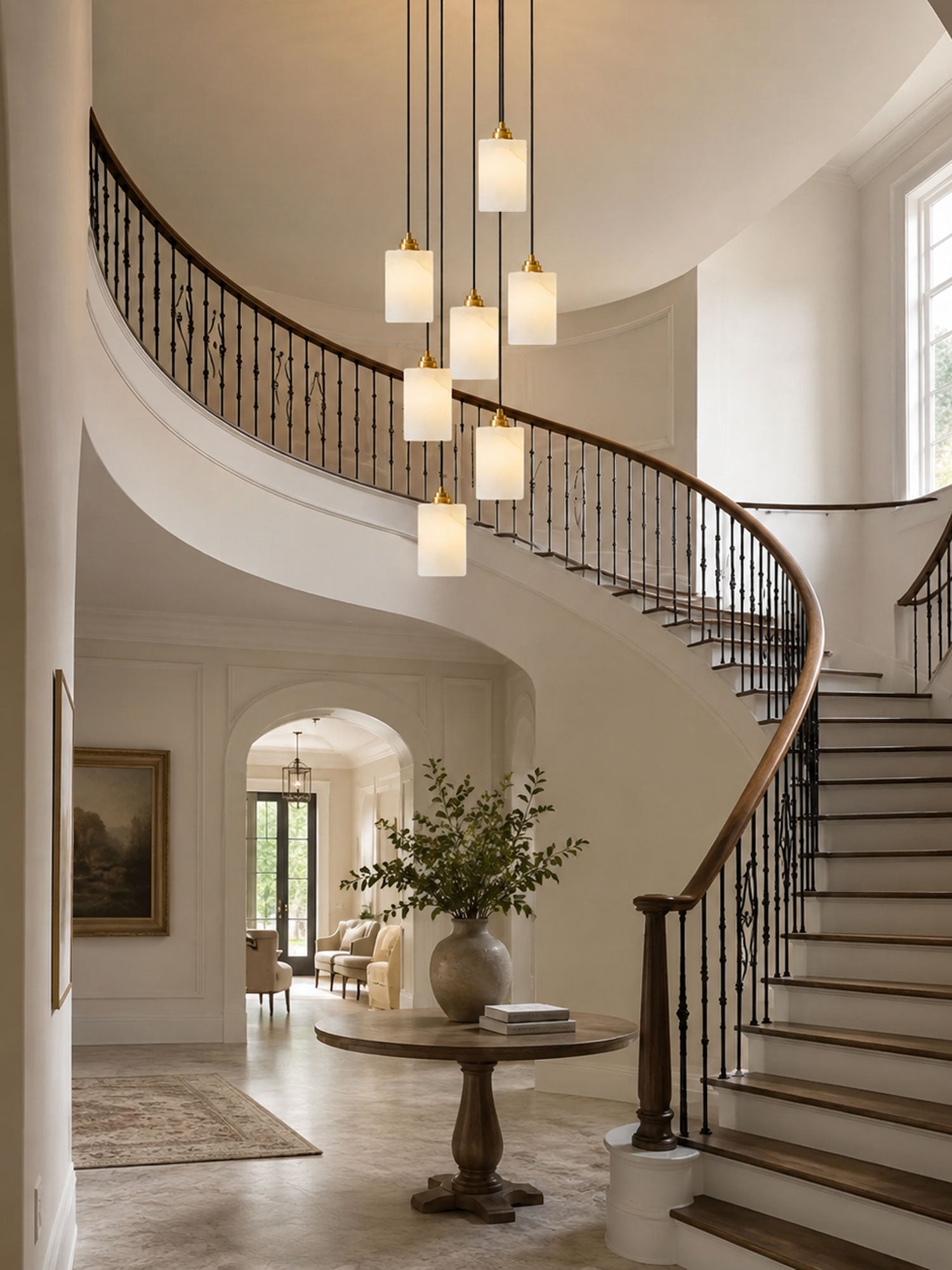 Alabaster Cylinder Cluster Chandelier-Neutral Decor