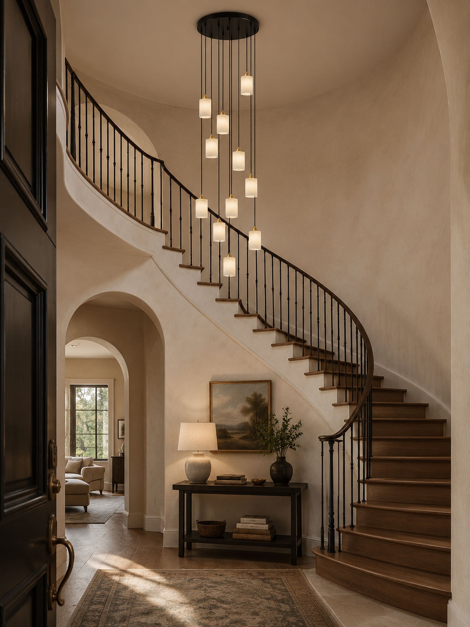 Alabaster Cylinder Cluster Chandelier-Neutral Decor
