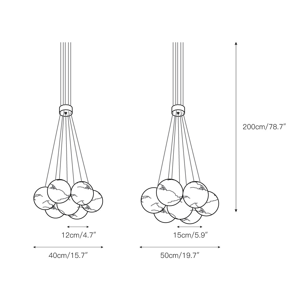 Norduvyd  Alabaster   Cluster Lunar  Chandelier