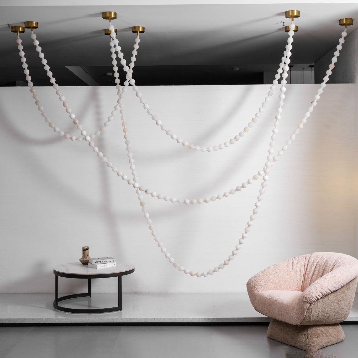 Grempt Alabaster Pearl Necklace Chandelier-Neutral Decor