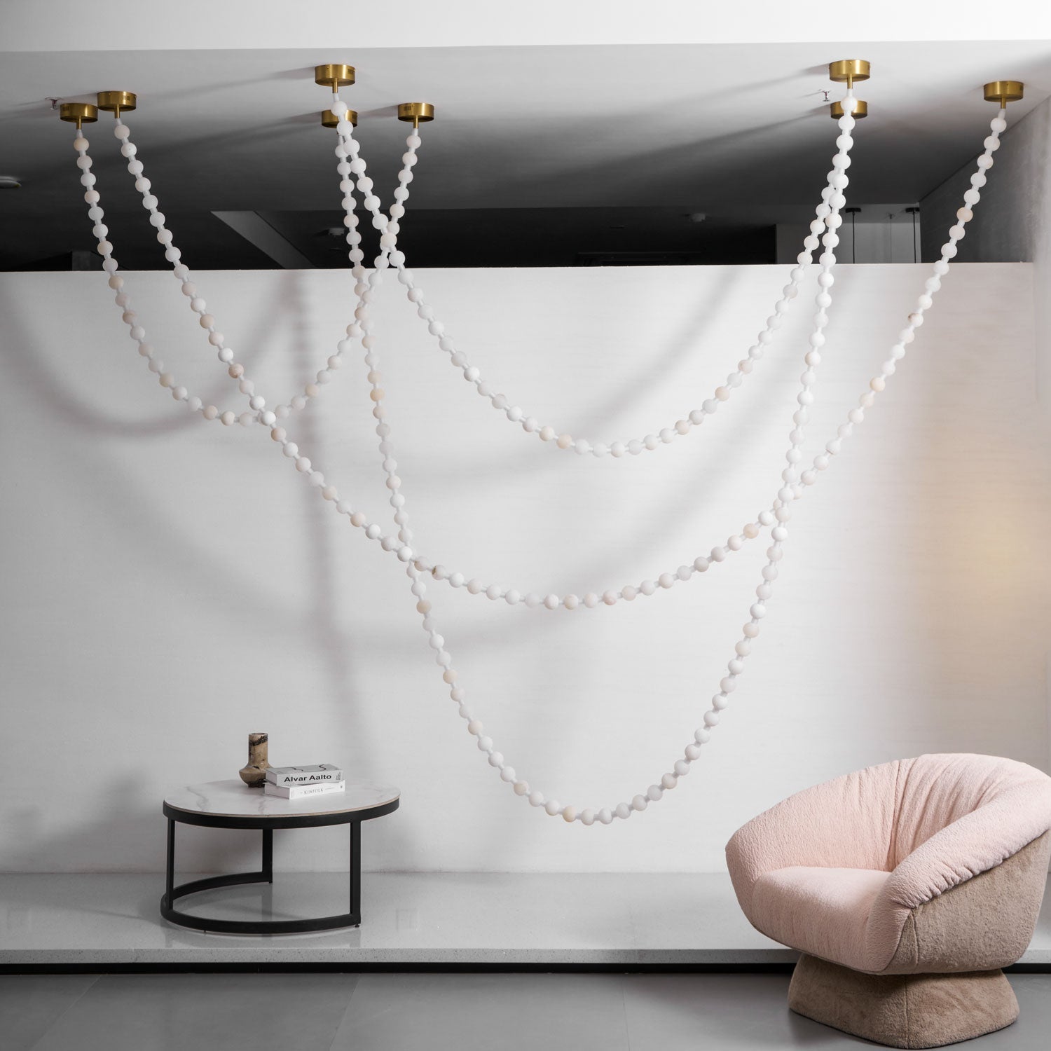 Grempt Alabaster Pearl Necklace Chandelier-Neutral Decor