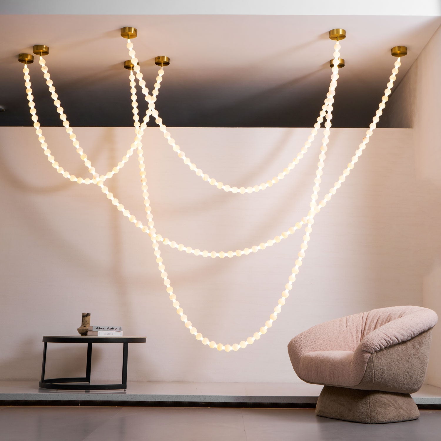Grempt Alabaster Pearl Necklace Chandelier-Neutral Decor