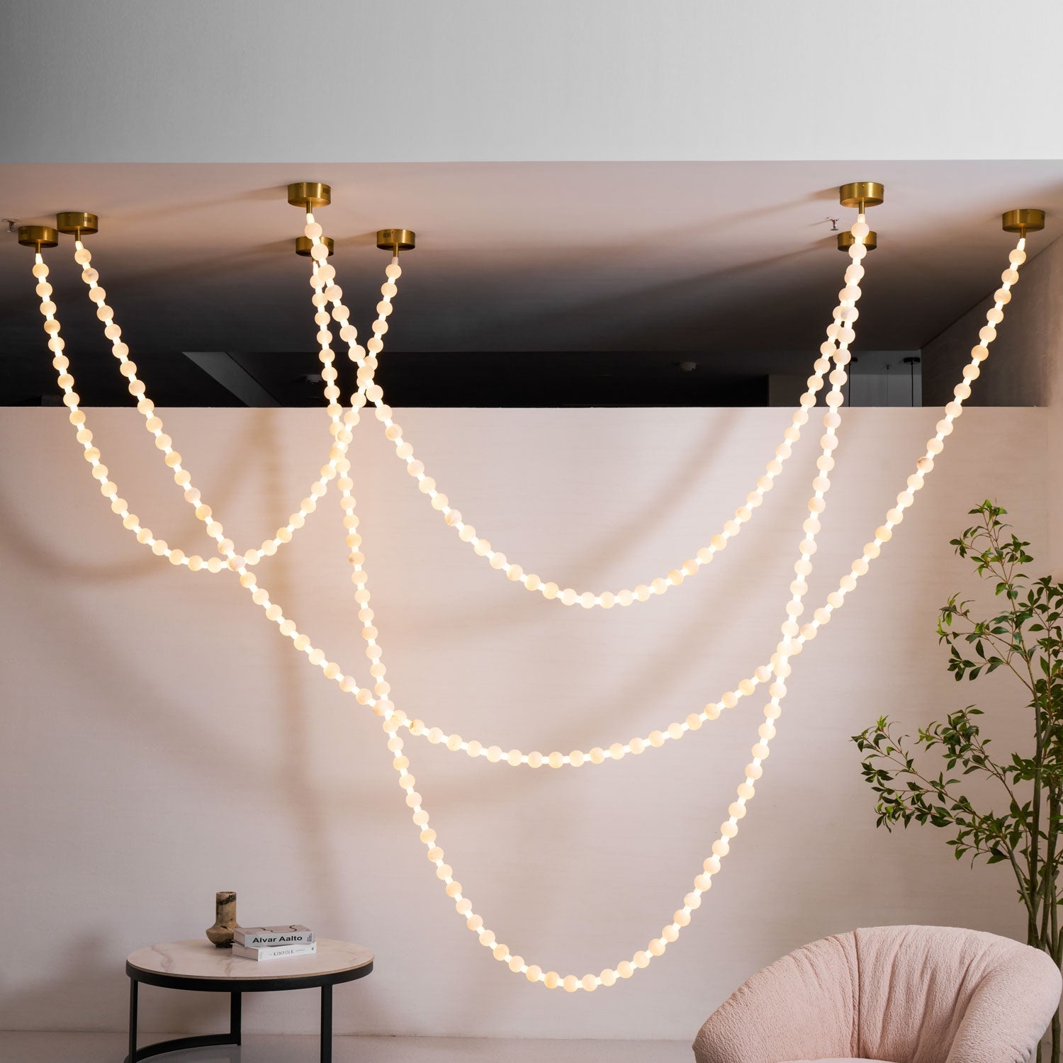 Grempt Alabaster Pearl Necklace Chandelier-Neutral Decor