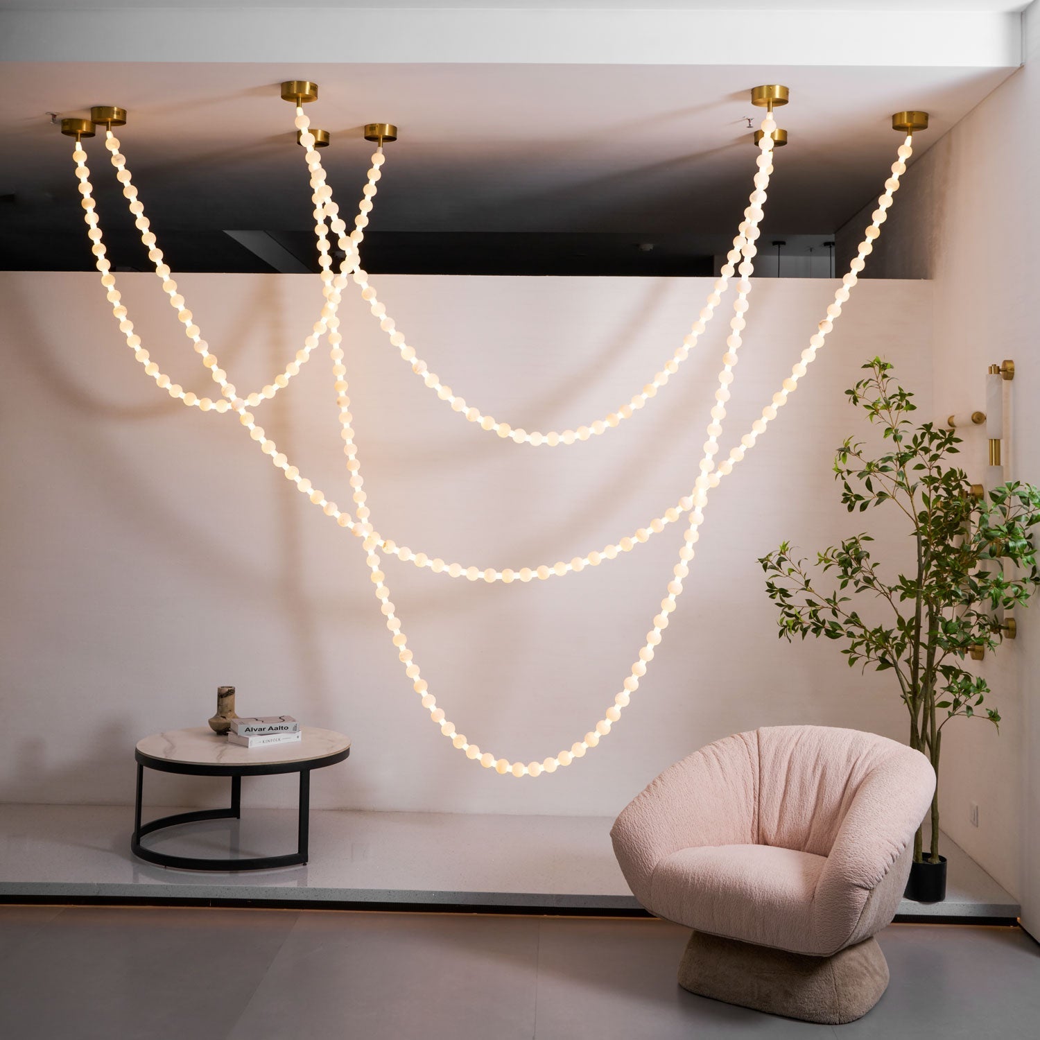 Grempt Alabaster Pearl Necklace Chandelier-Neutral Decor