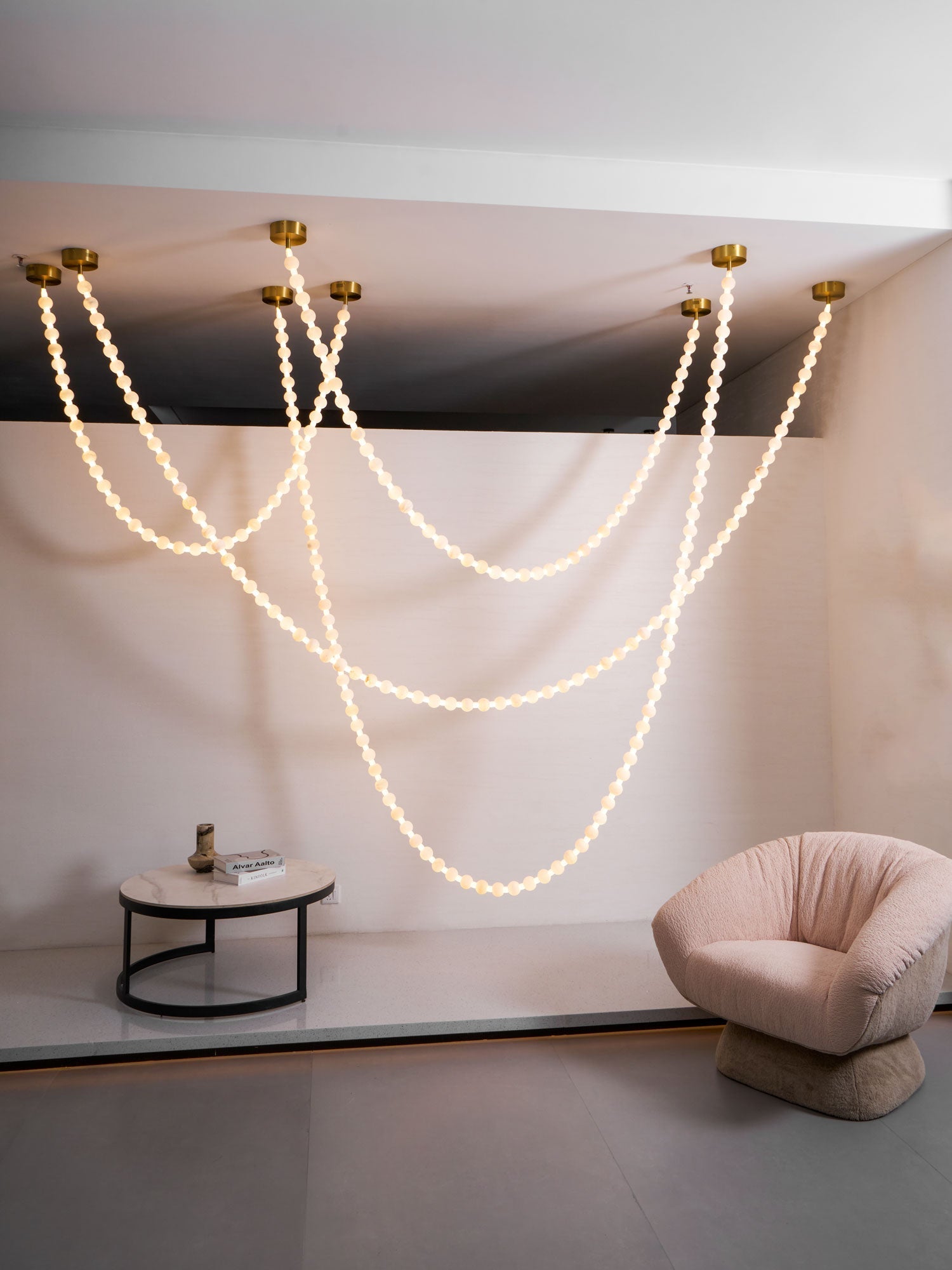 Grempt Alabaster Pearl Necklace Chandelier-Neutral Decor