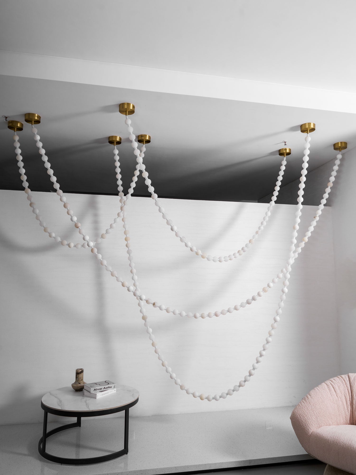 Grempt Alabaster Pearl Necklace Chandelier-Neutral Decor