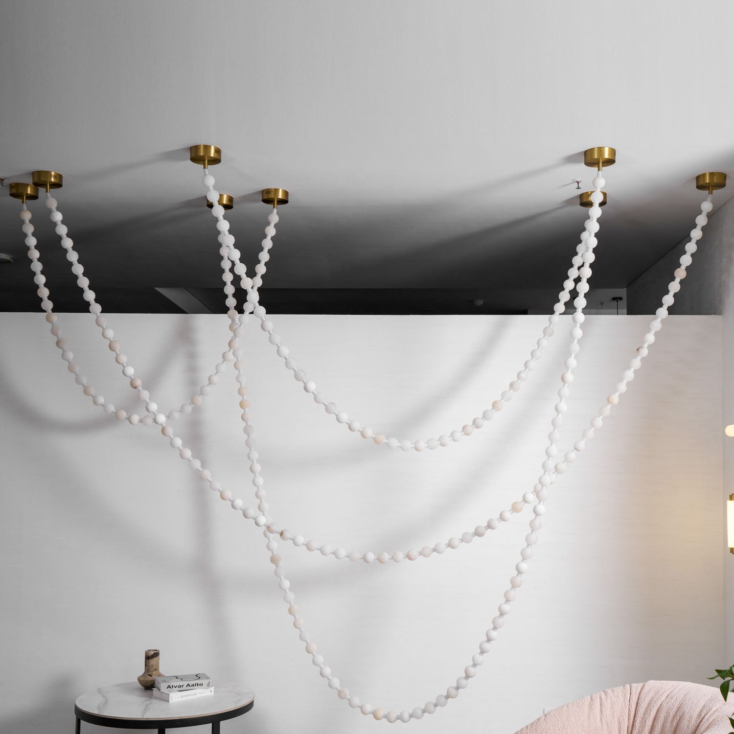 Grempt Alabaster Pearl Necklace Chandelier-Neutral Decor