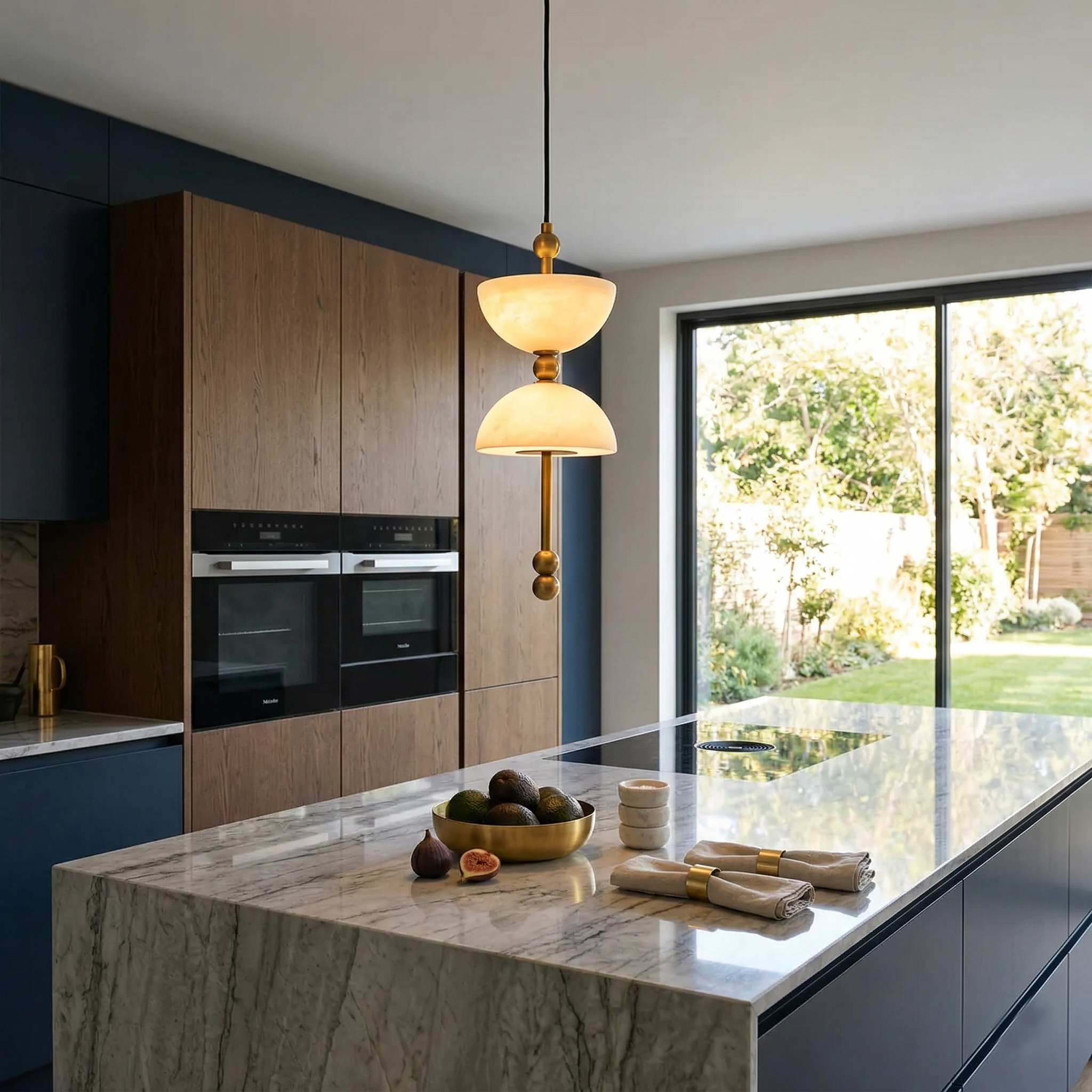 Lyra Alabaster Pendant Lamp shown in the clean white finish.