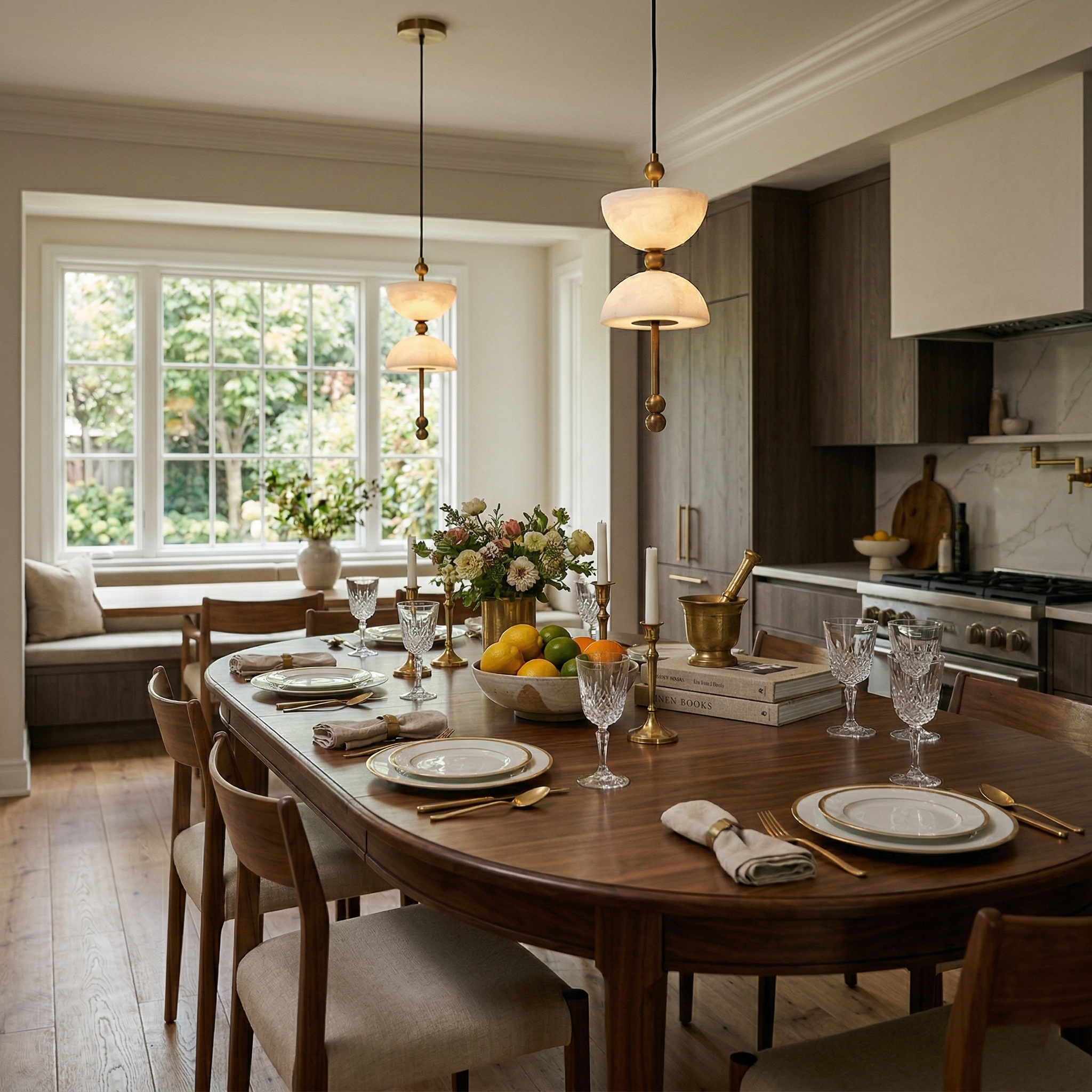 Lyra Alabaster Pendant Lamp shown in the sleek black finish.