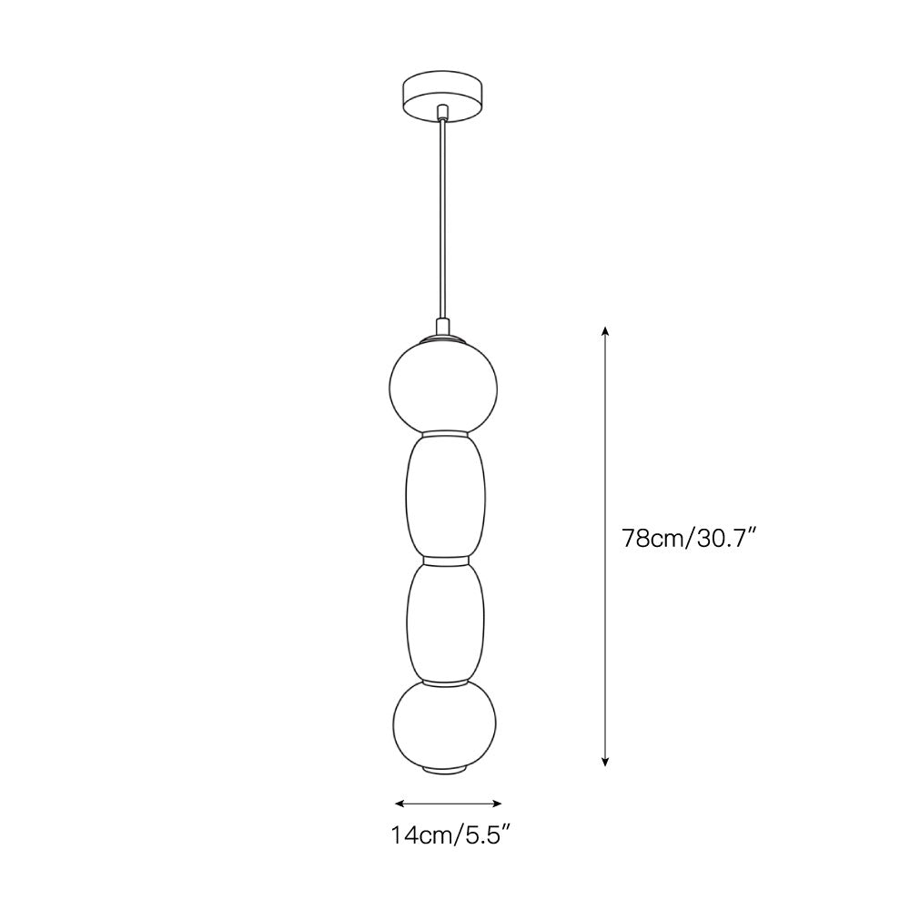 The pendant lamp shown with 4 heads, hanging over a dining table.