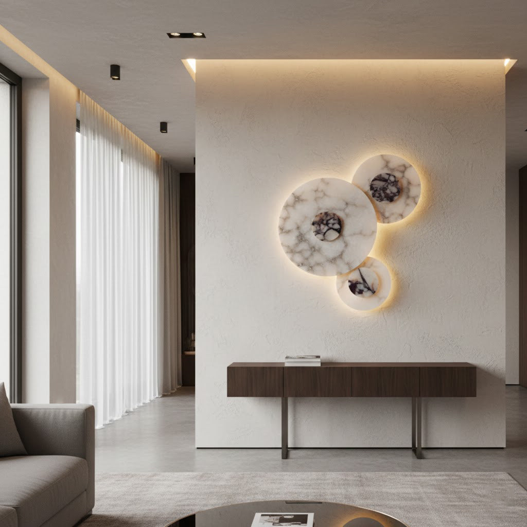 Detail shot of the integrated LED light source on the Median Wall Lamp.