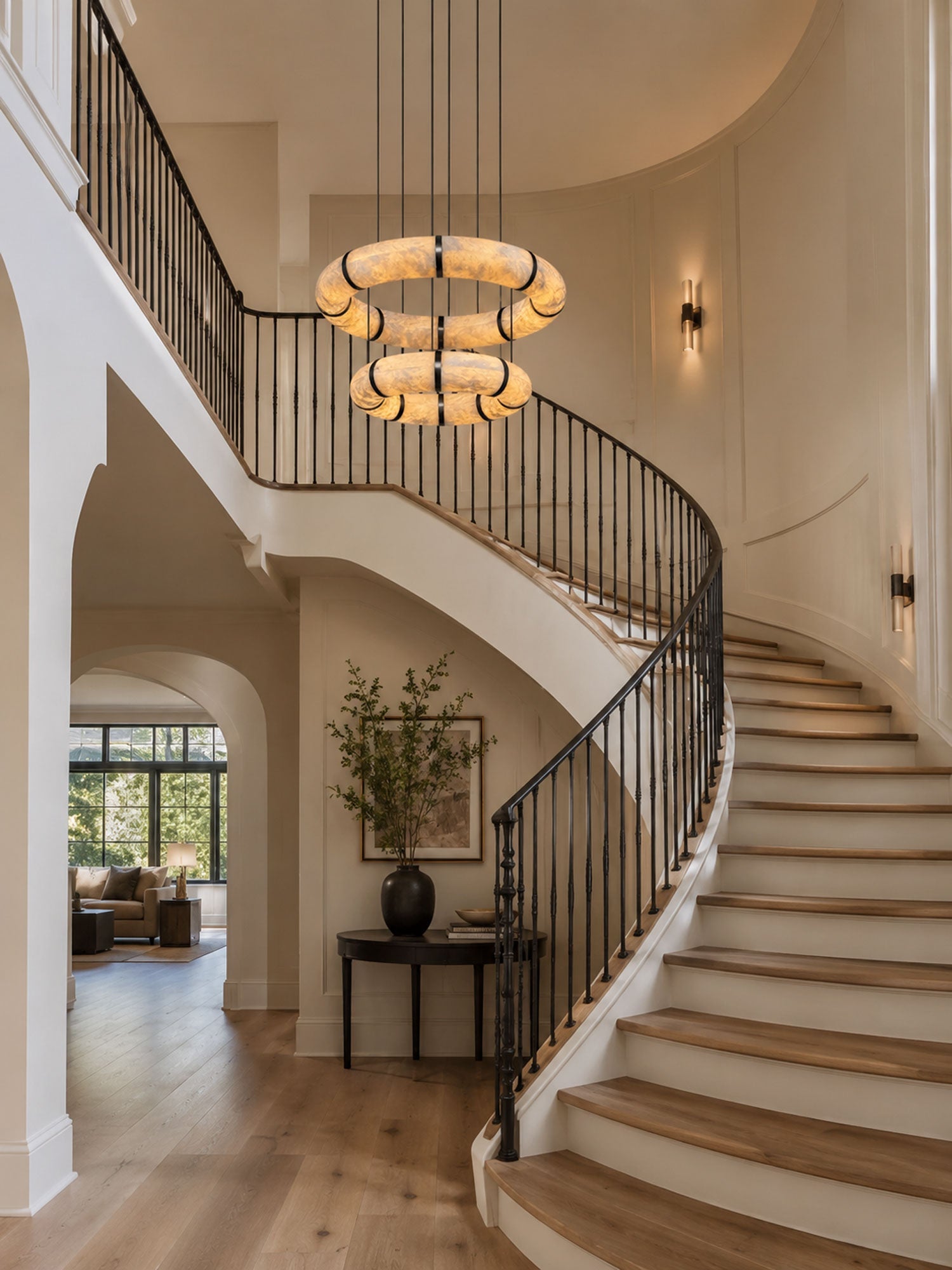Alabaster Torus Ring Chandelier-Neutral Decor