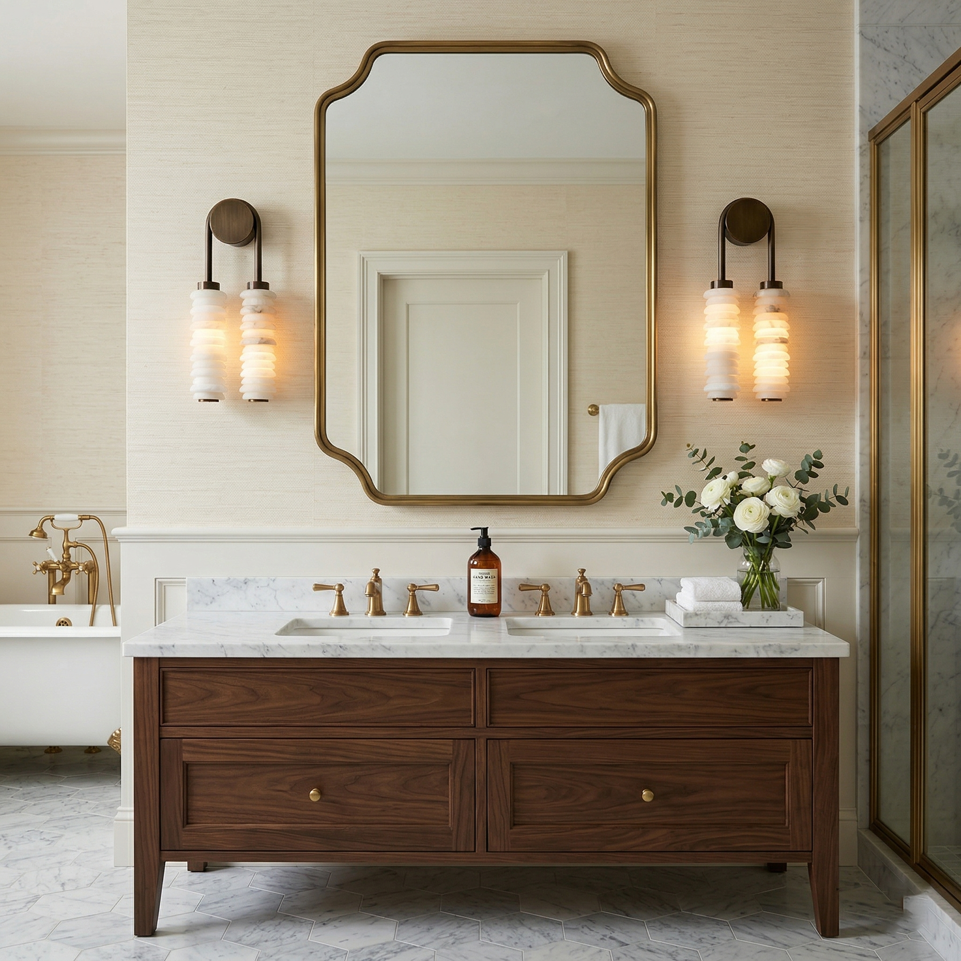 The Payson Wall Lamp emitting a warm, diffused glow.