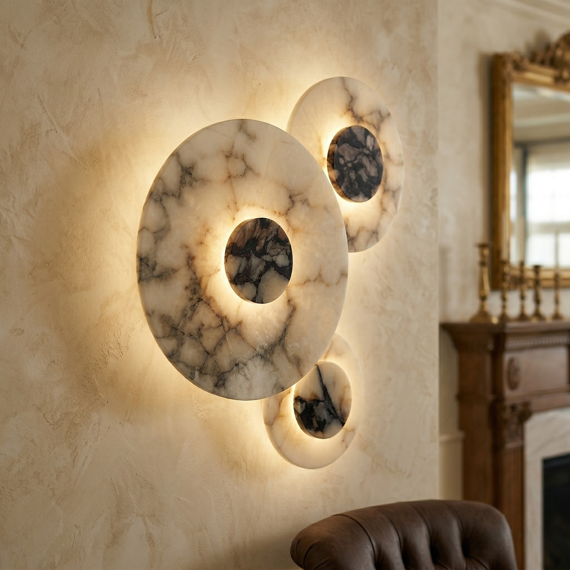 Front view of the 3-head Median Combination Wall Lamp.
