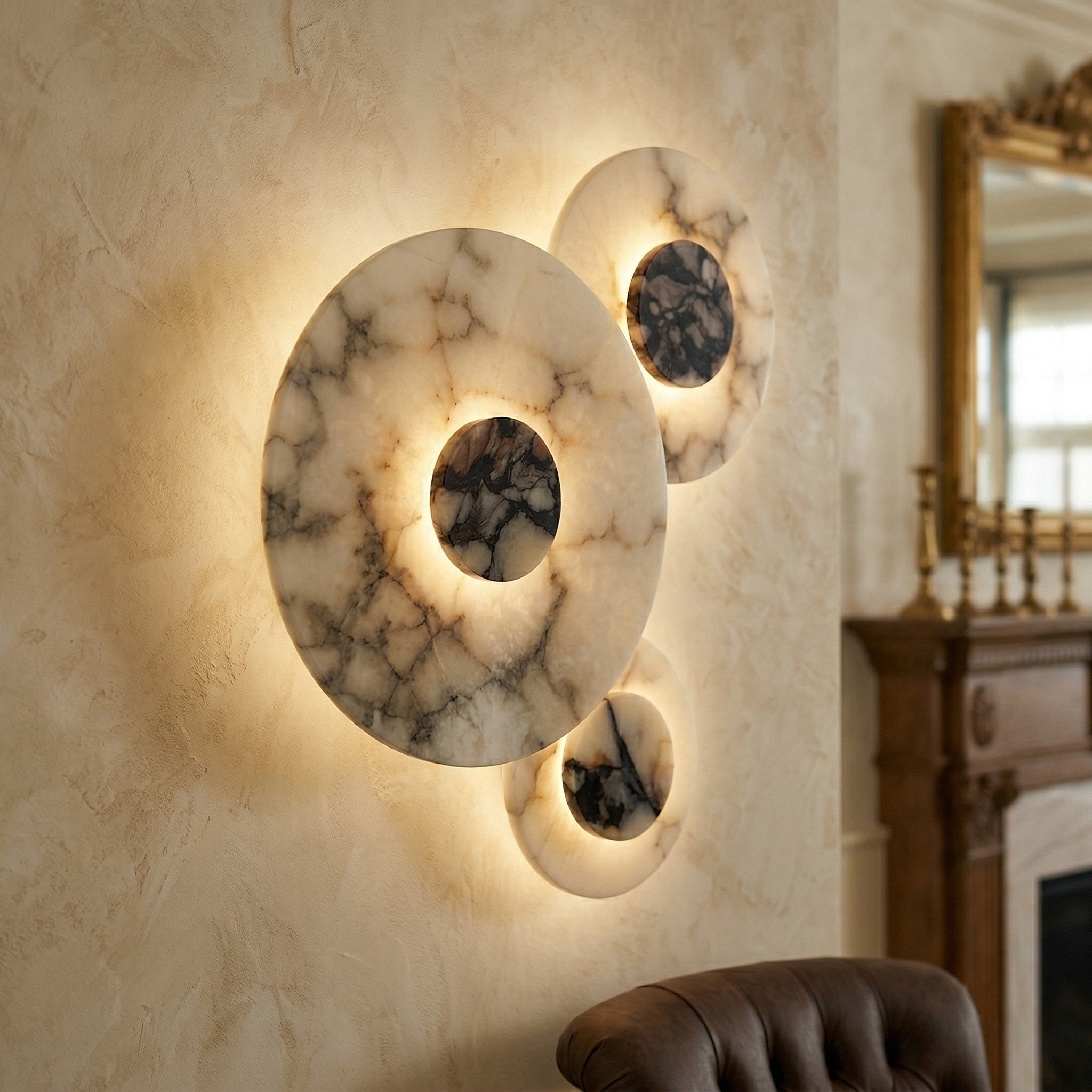Front view of the 3-head Median Combination Wall Lamp.