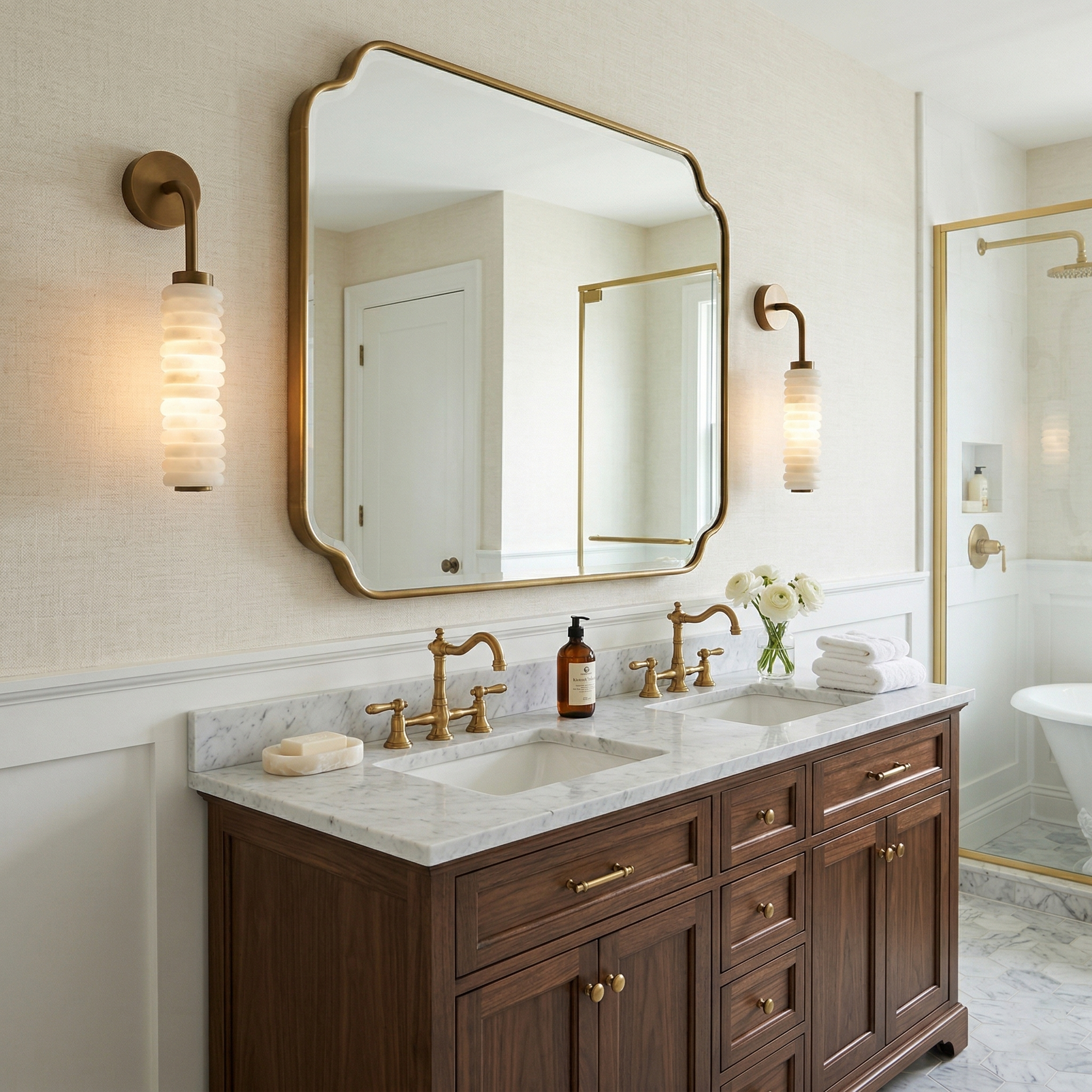 Payson Alabaster Wall Sconce in white finish.