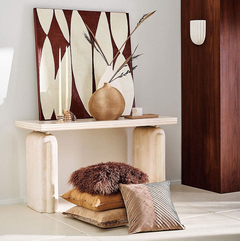 Qesta Bedsides Interior Modern Natural Alabaster Cube Candle Holder-Neutral Decor