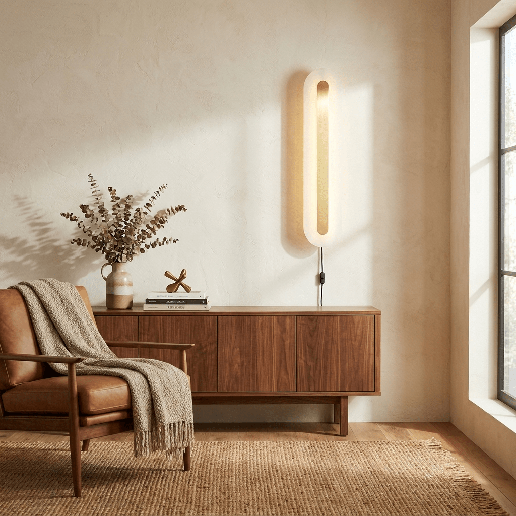 Alabaster Rounded Plug-in Wall Light-Neutral Decor