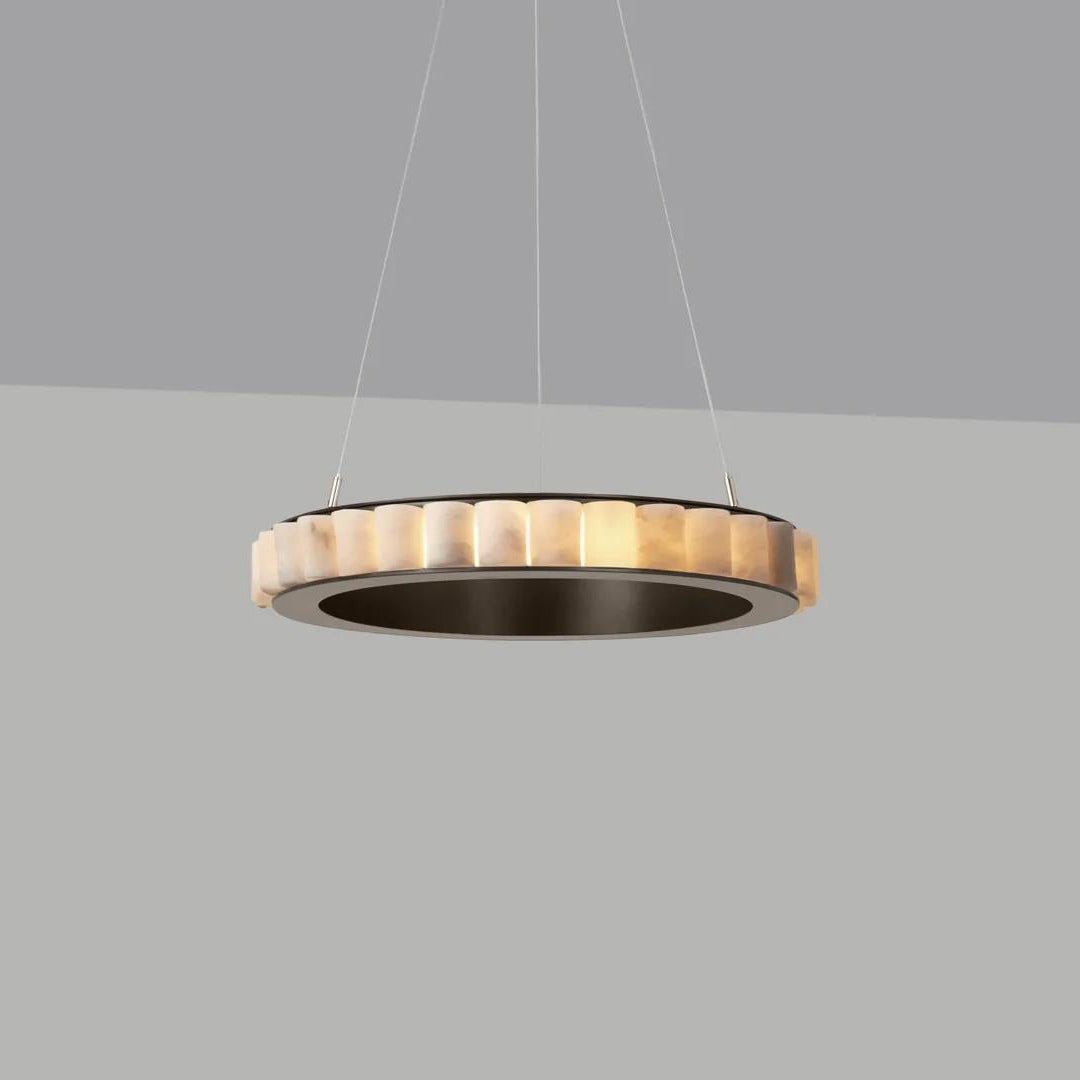 Orion Double Ring Alabaster Chandelier-Neutral Decor