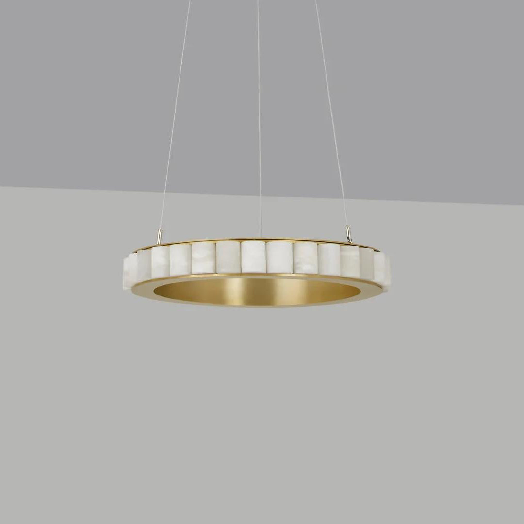 Orion Double Ring Alabaster Chandelier-Neutral Decor