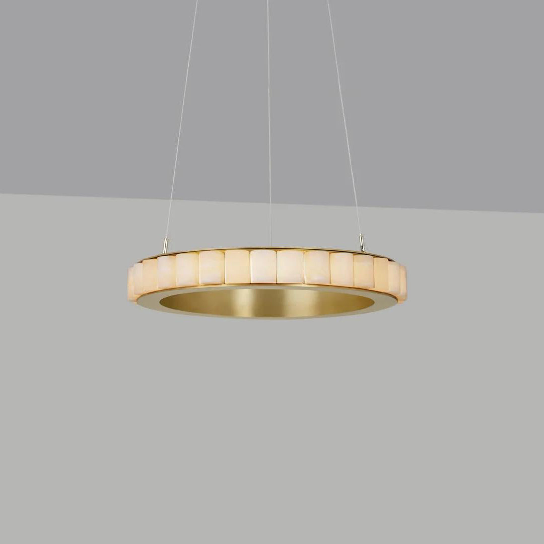 Orion Double Ring Alabaster Chandelier-Neutral Decor