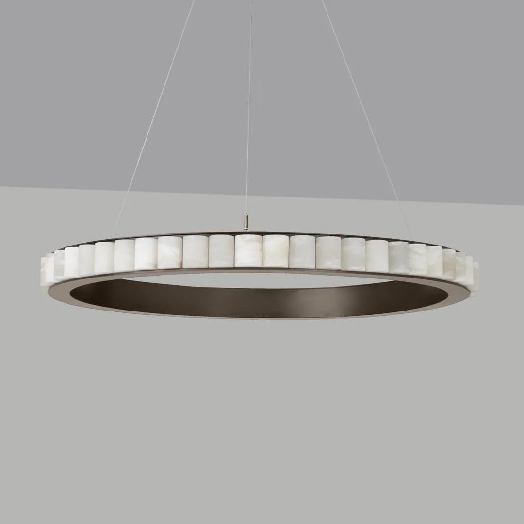 Aurelia Double Ring Alabaster Chandelier-Neutral Decor