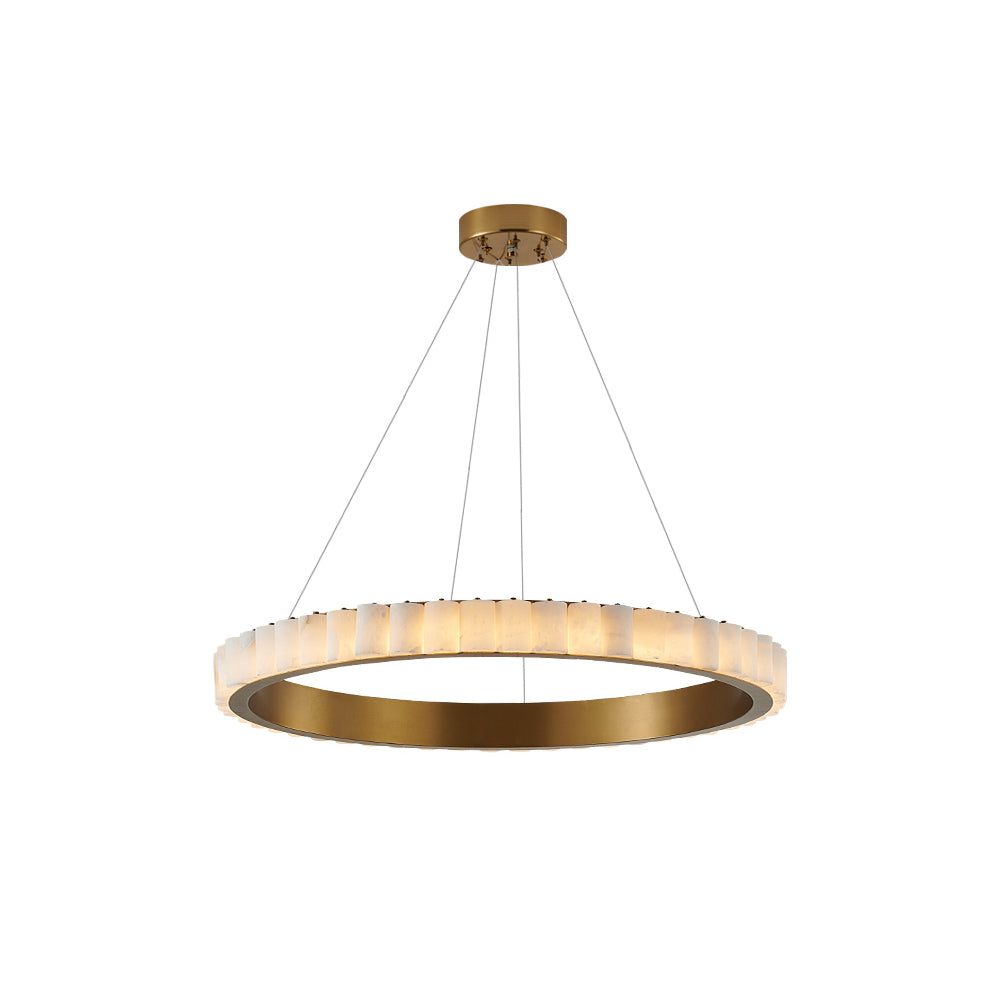 Aurelia Double Ring Alabaster Chandelier-Neutral Decor