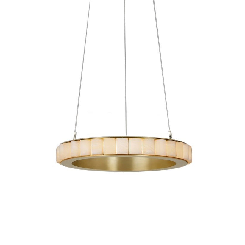 Orion Double Ring Alabaster Chandelier-Neutral Decor