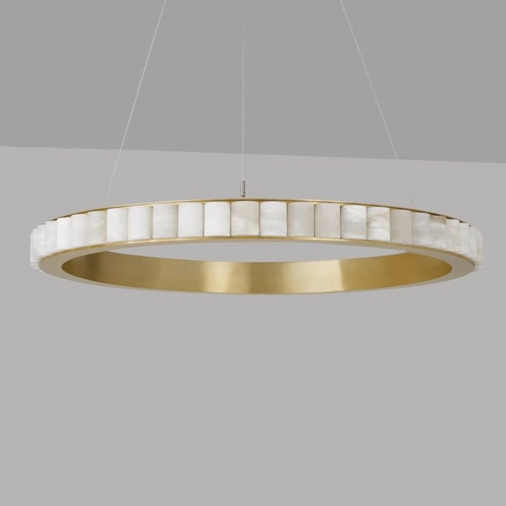 Aurelia Double Ring Alabaster Chandelier-Neutral Decor