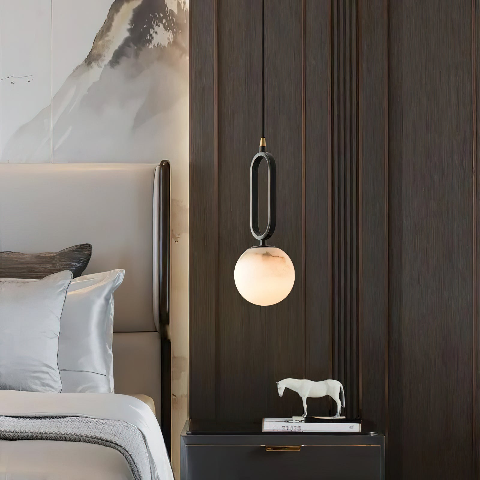 Gloruvyd Minimalist Ball Alabaster Pendant Light