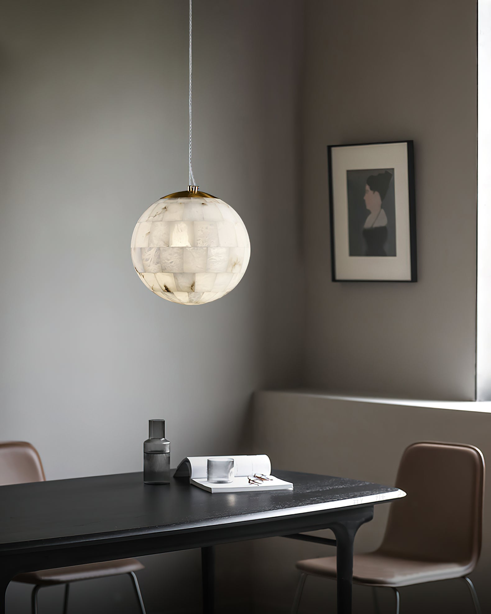 Fljotuvye Modern Ball Alabaster Pendant Light