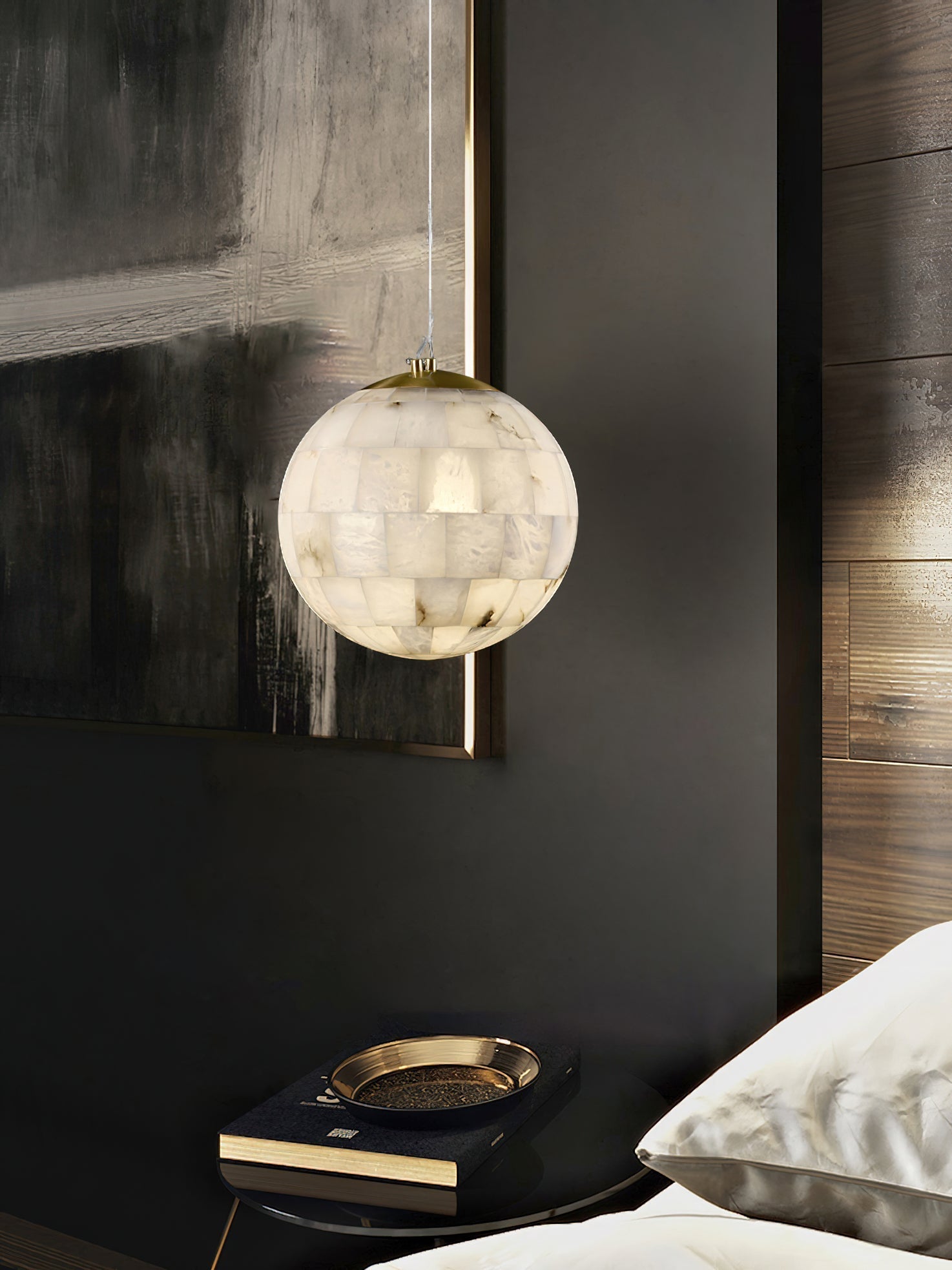 Fljotuvye Modern Ball Alabaster Pendant Light