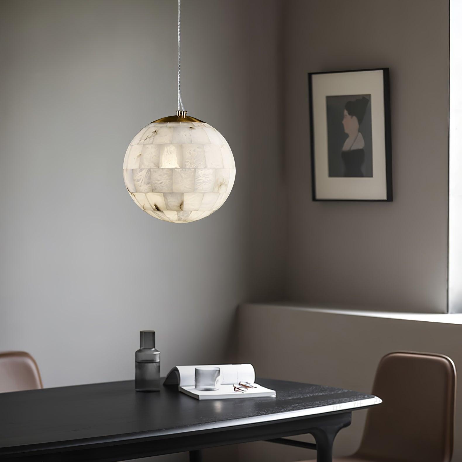 Amo Alabaster Globe Pendant Light-Neutral Decor