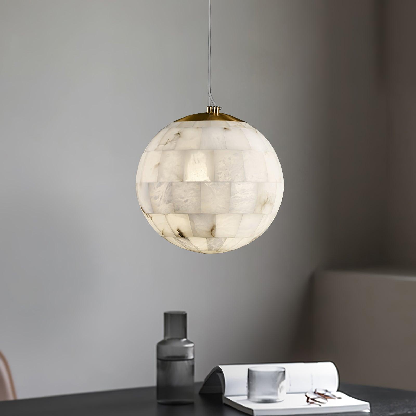 Amo Alabaster Globe Pendant Light-Neutral Decor