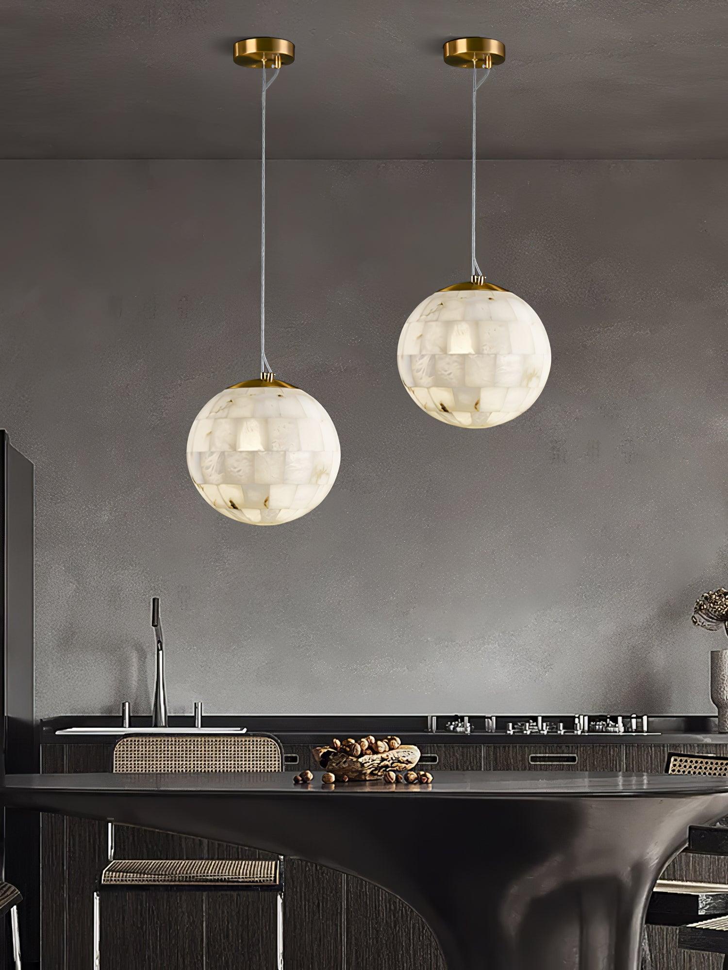 Amo Alabaster Globe Pendant Light-Neutral Decor