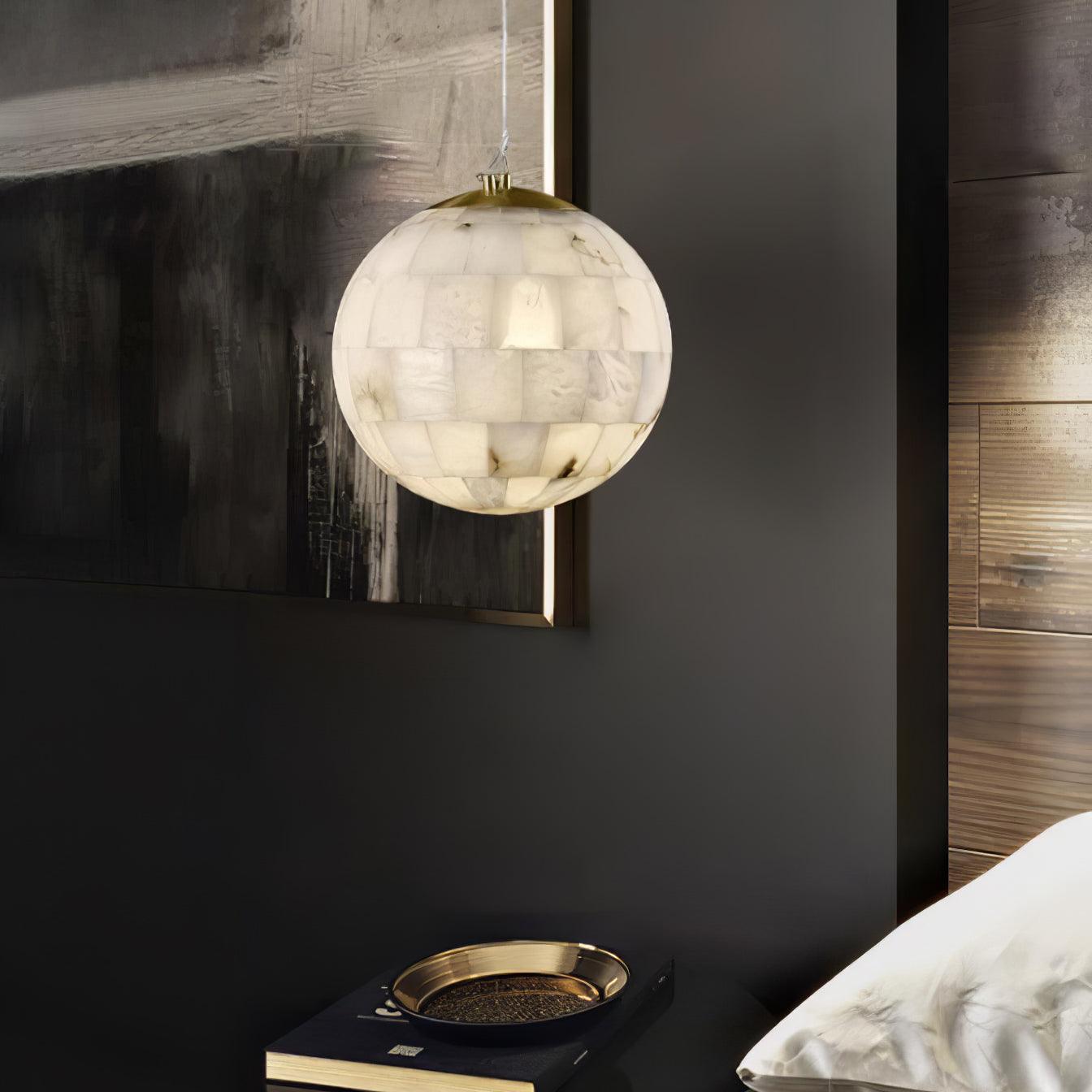 Amo Alabaster Globe Pendant Light-Neutral Decor