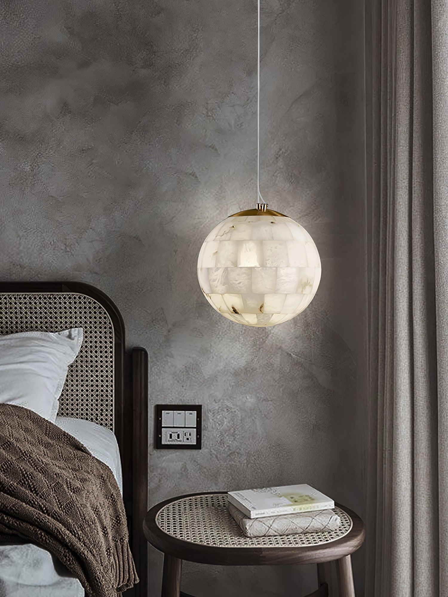Amo Alabaster Globe Pendant Light-Neutral Decor