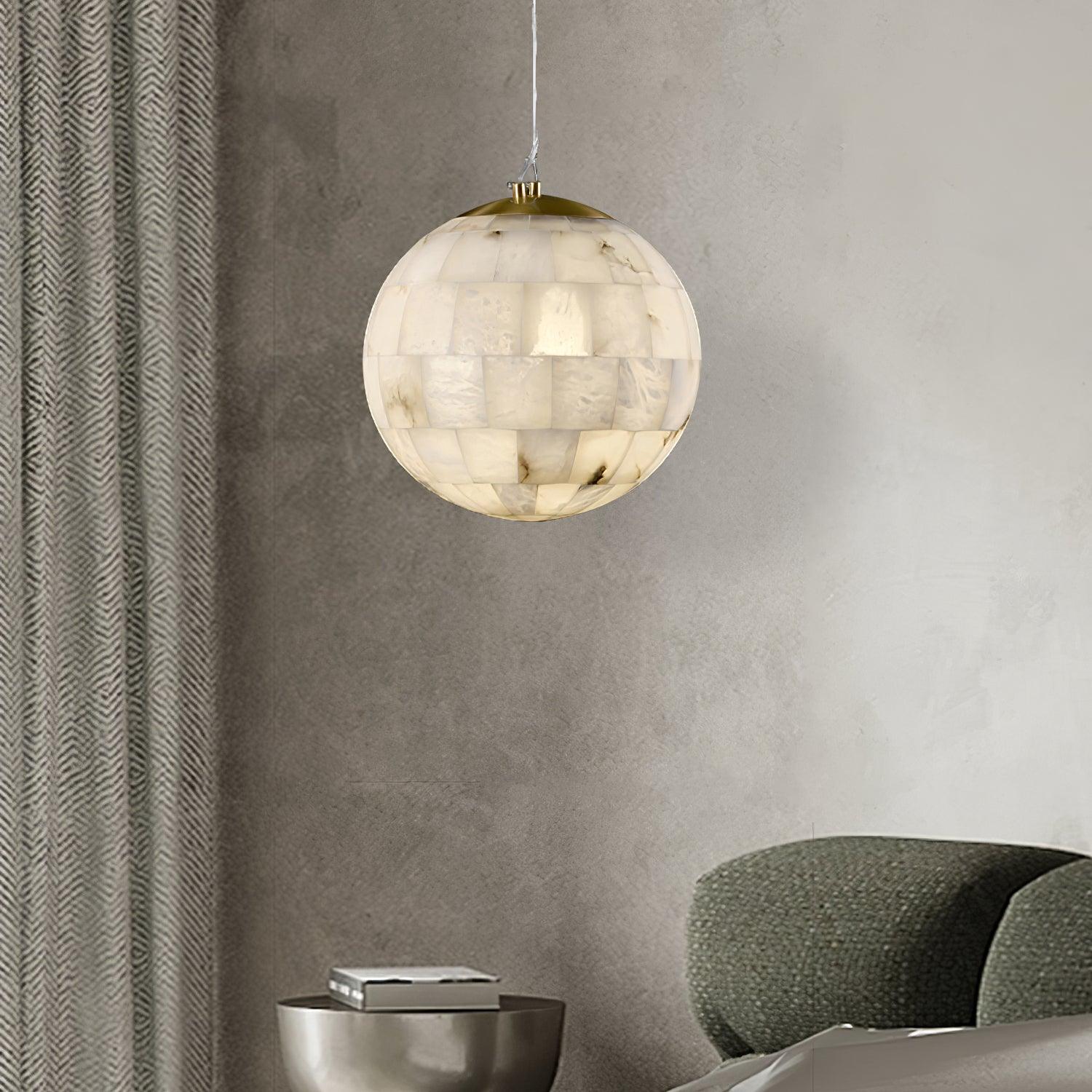 Amo Alabaster Globe Pendant Light-Neutral Decor