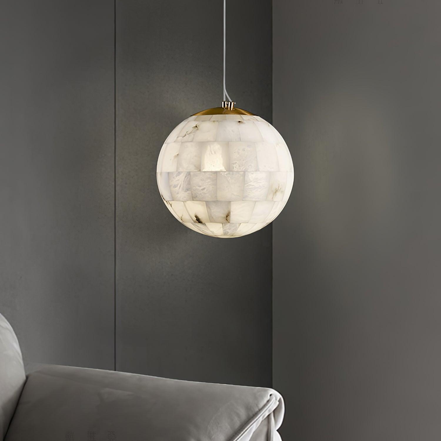 Amo Alabaster Globe Pendant Light-Neutral Decor