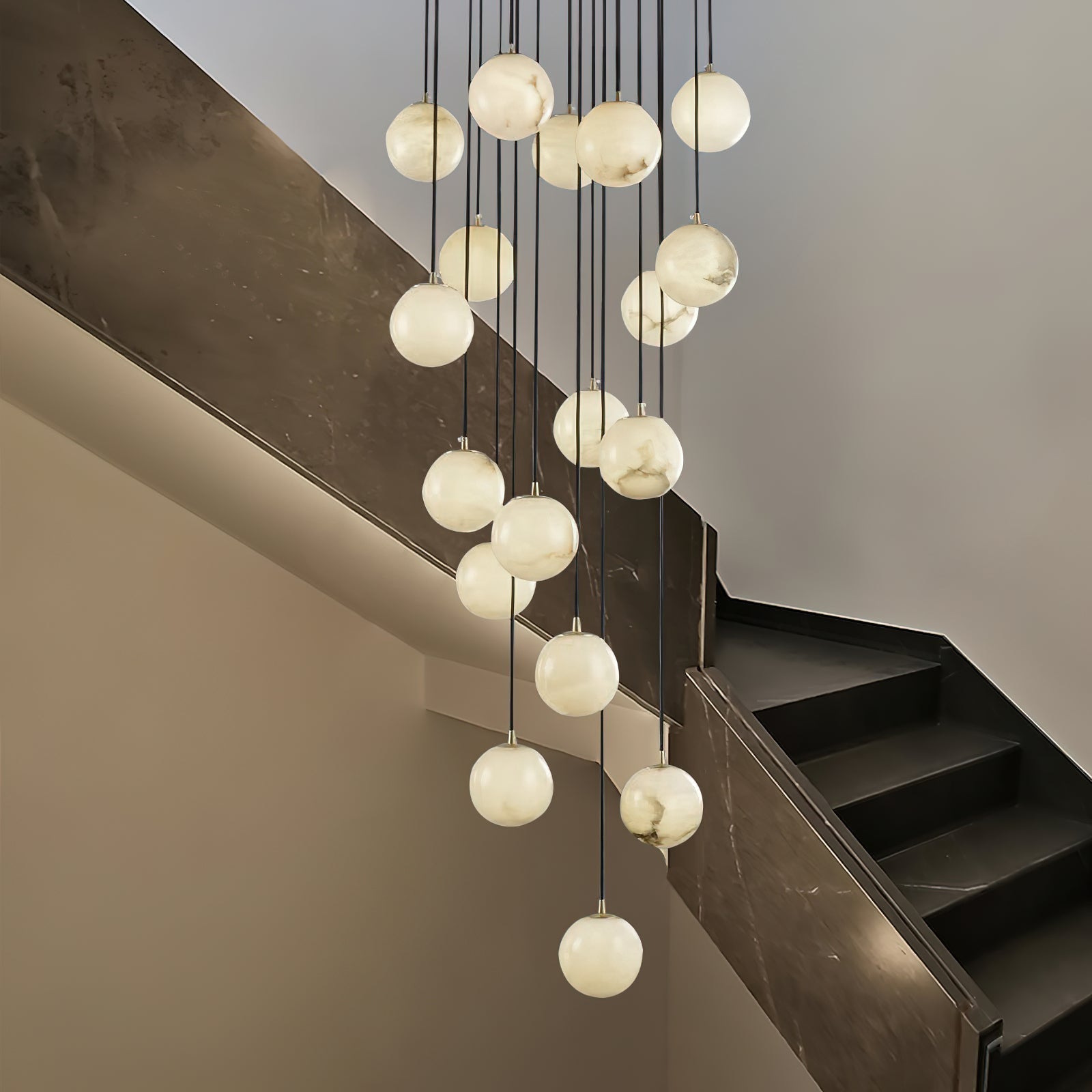 Belen Balls Modern Cluster Alabaster Chandelier-Neutral Decor
