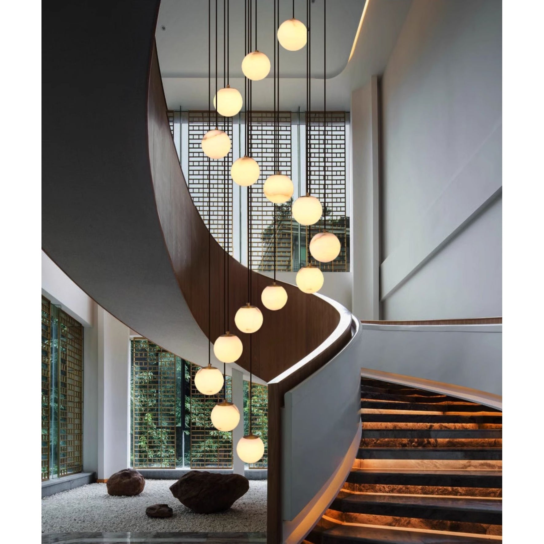 Belen Balls Modern Cluster Alabaster Chandelier-Neutral Decor
