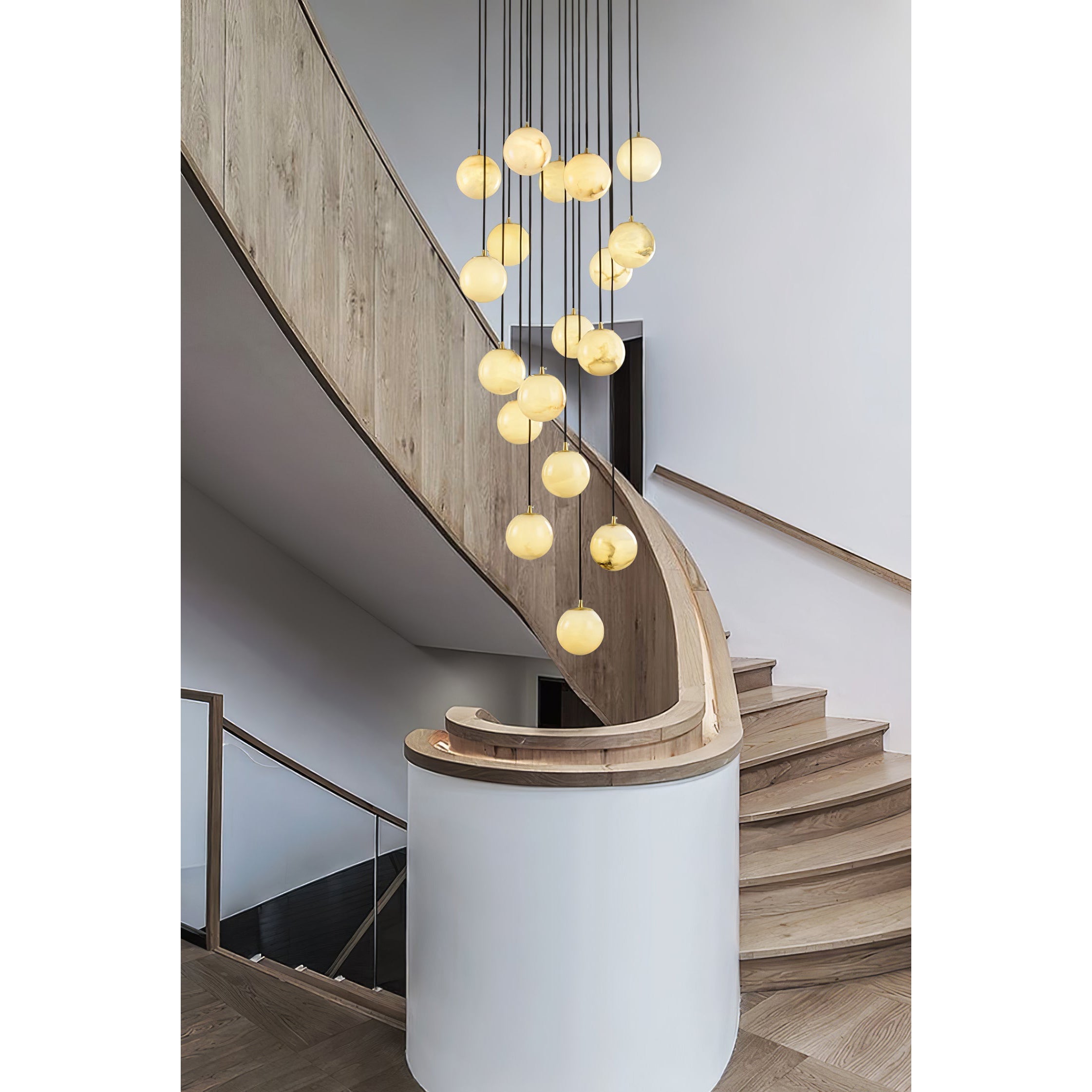 Belen Balls Modern Cluster Alabaster Chandelier-Neutral Decor