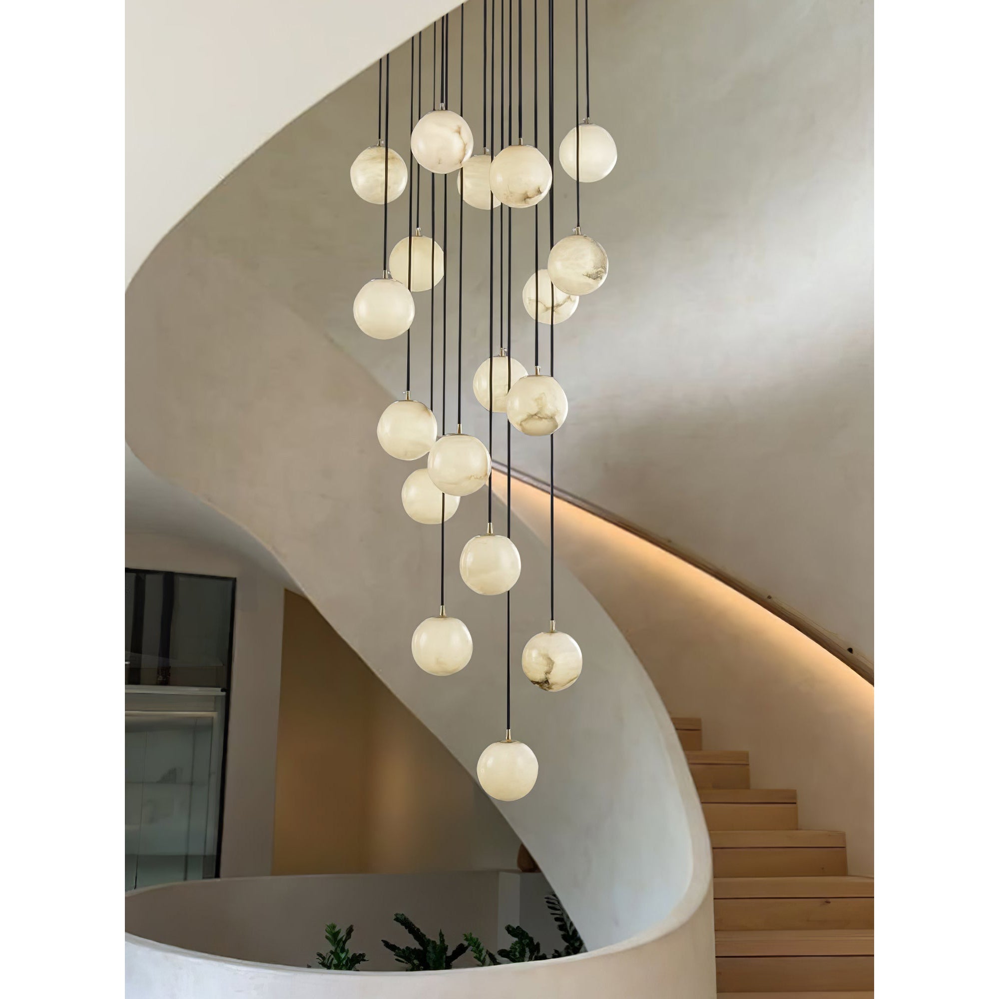 Belen Balls Modern Cluster Alabaster Chandelier-Neutral Decor