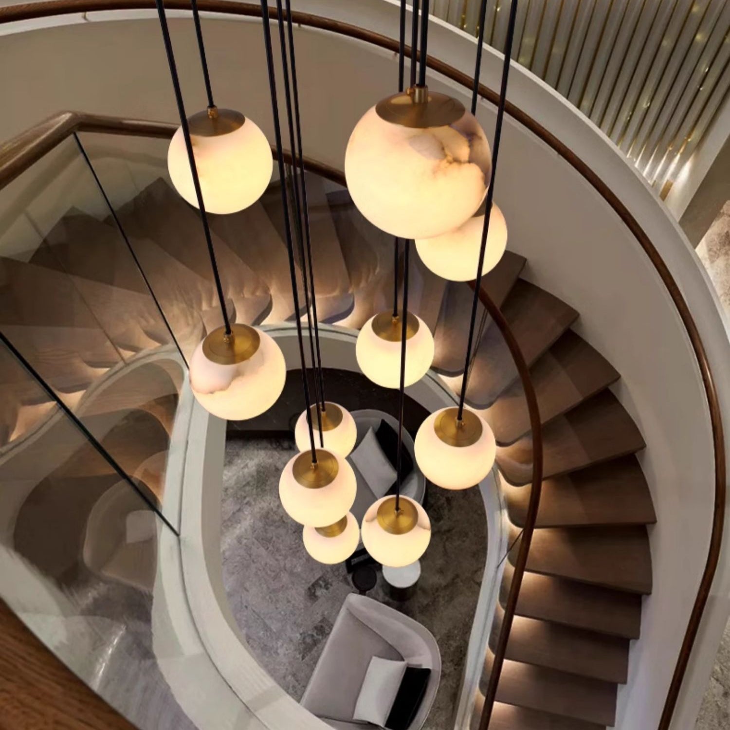 Taren Alabaster Chandelier Balls Cluster-Neutral Decor