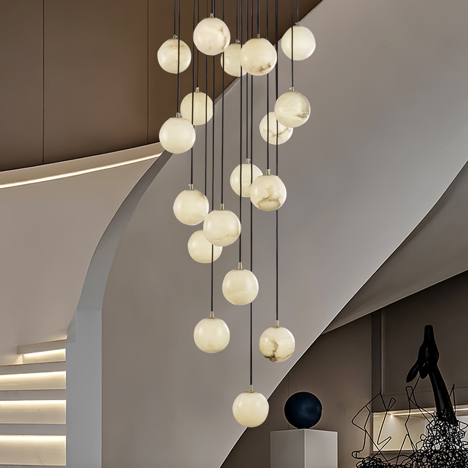 Belen Balls Modern Cluster Alabaster Chandelier-Neutral Decor